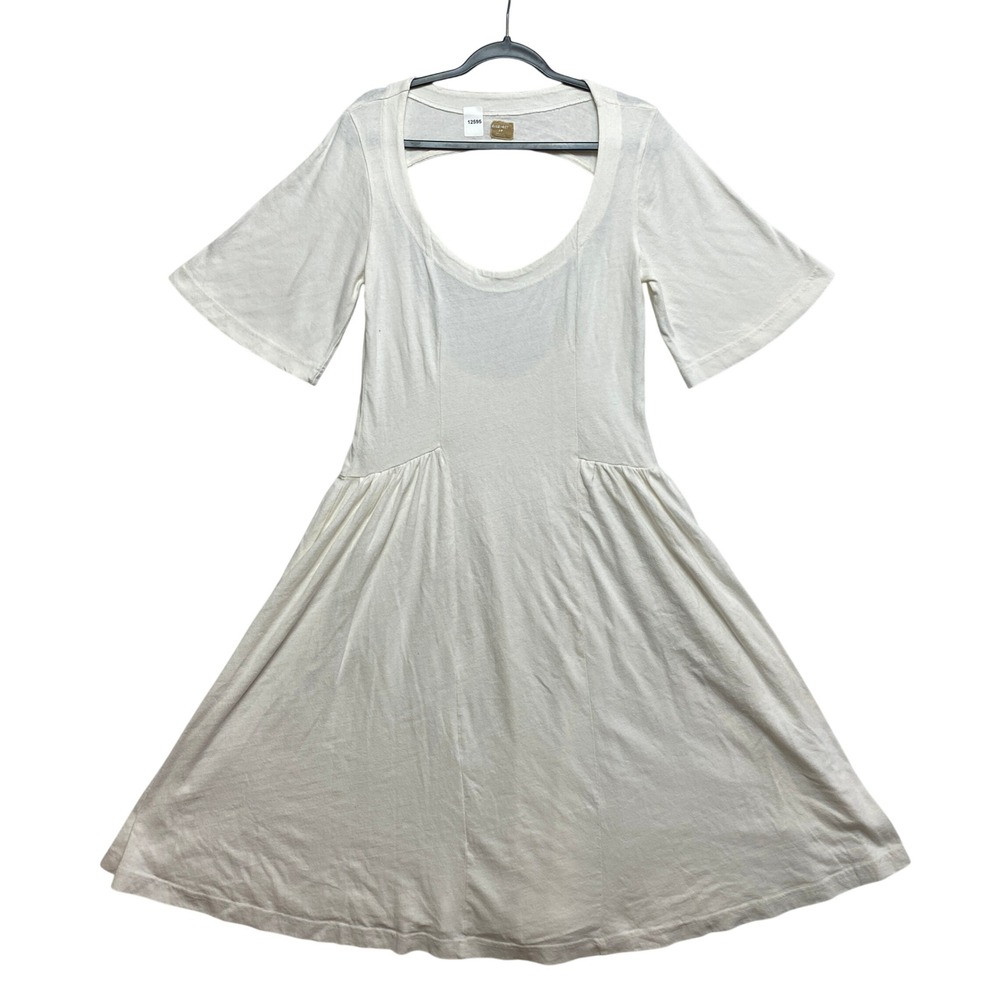 Free People Dress Womens S Ivory Free-Est Open Back Cutout Bell Sleeve Mini